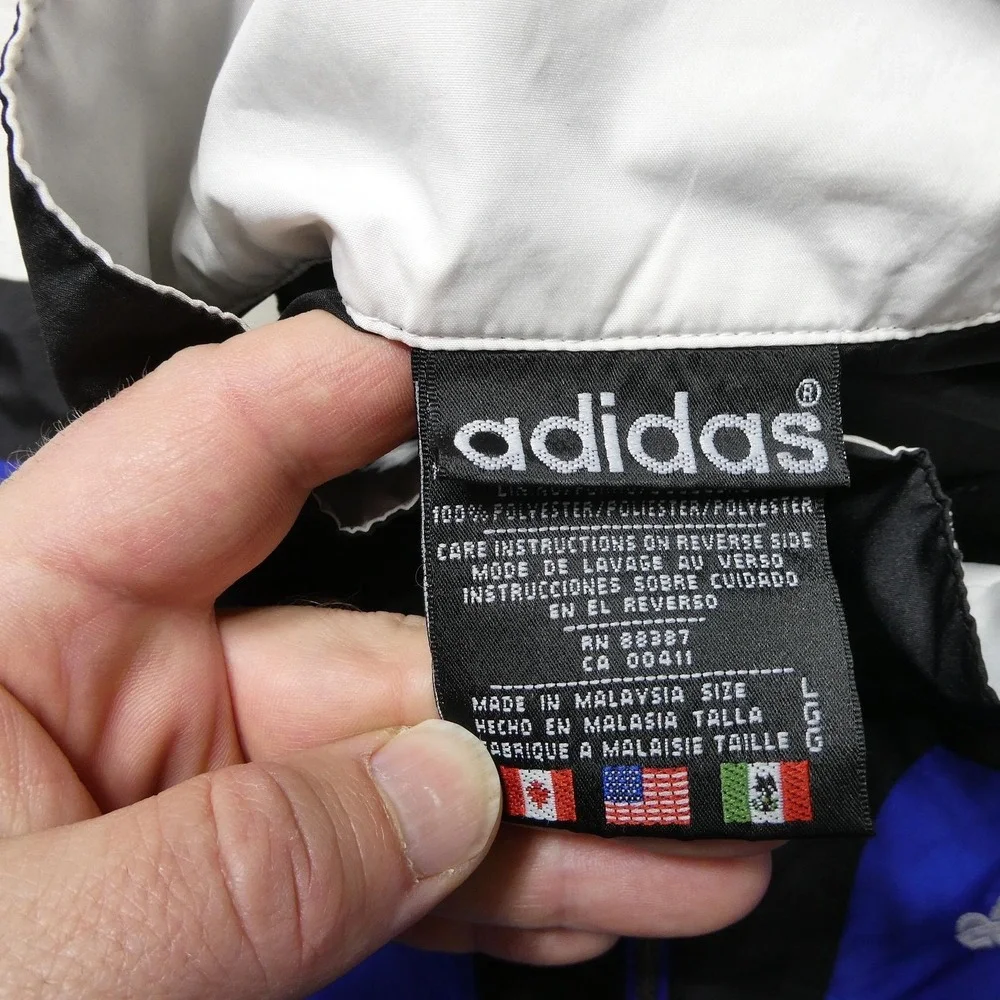 Vintage Adidas Originals Jacket Mens Large Blue Colorblock Windbreaker 90s